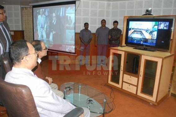 High Court Chief Justice launched E-Court system at Tripura High Court  via video conferencing with Dist Courts & Dist Jails : Modiâ€™s â€˜Act-eastâ€™ Policy in action with 3rd Internet Gateway, high speed Internet in Tripura